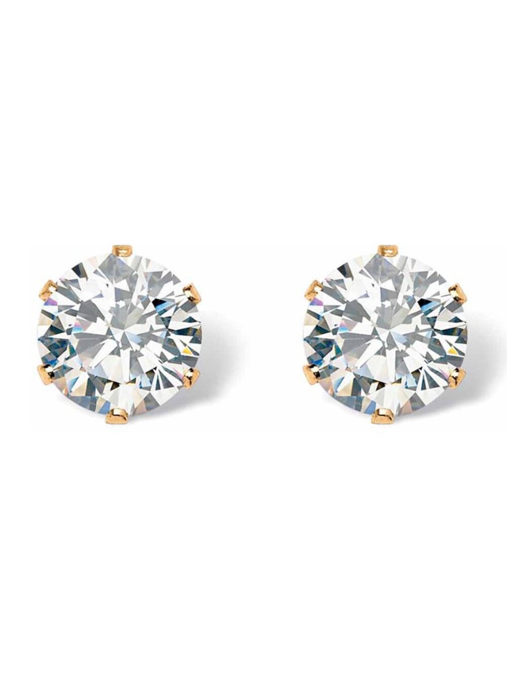 Round Cubic Zirconia Stud Earrings 1.96 TCW in Goldtone